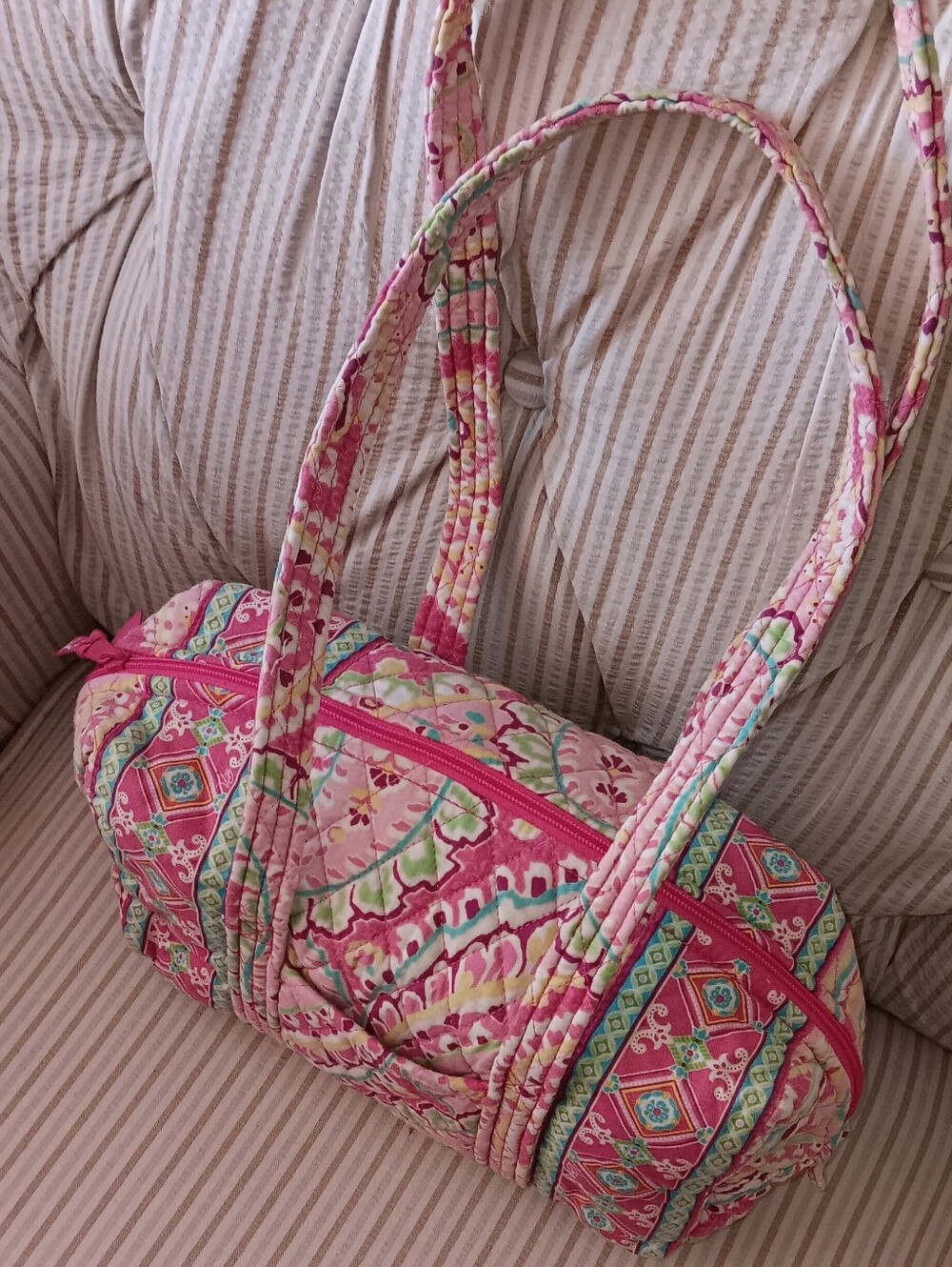 Quilted Floral Pink Capri Melon Shoulder Bag - Picture 8 of 10
